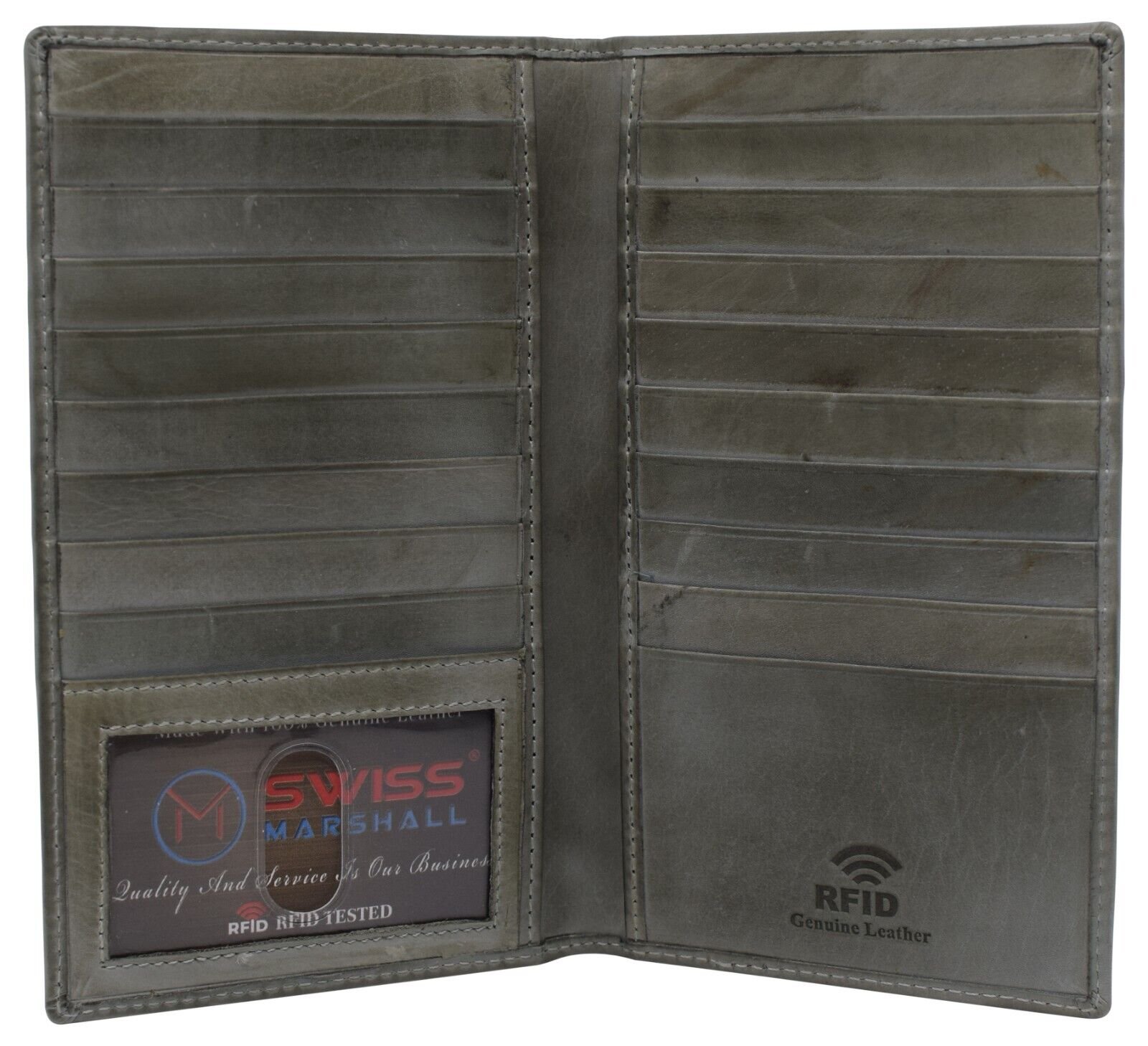 Bifold RFID Blocking Premium Leather Credit Card ID Holder Long Wallet - Picture 7 of 9