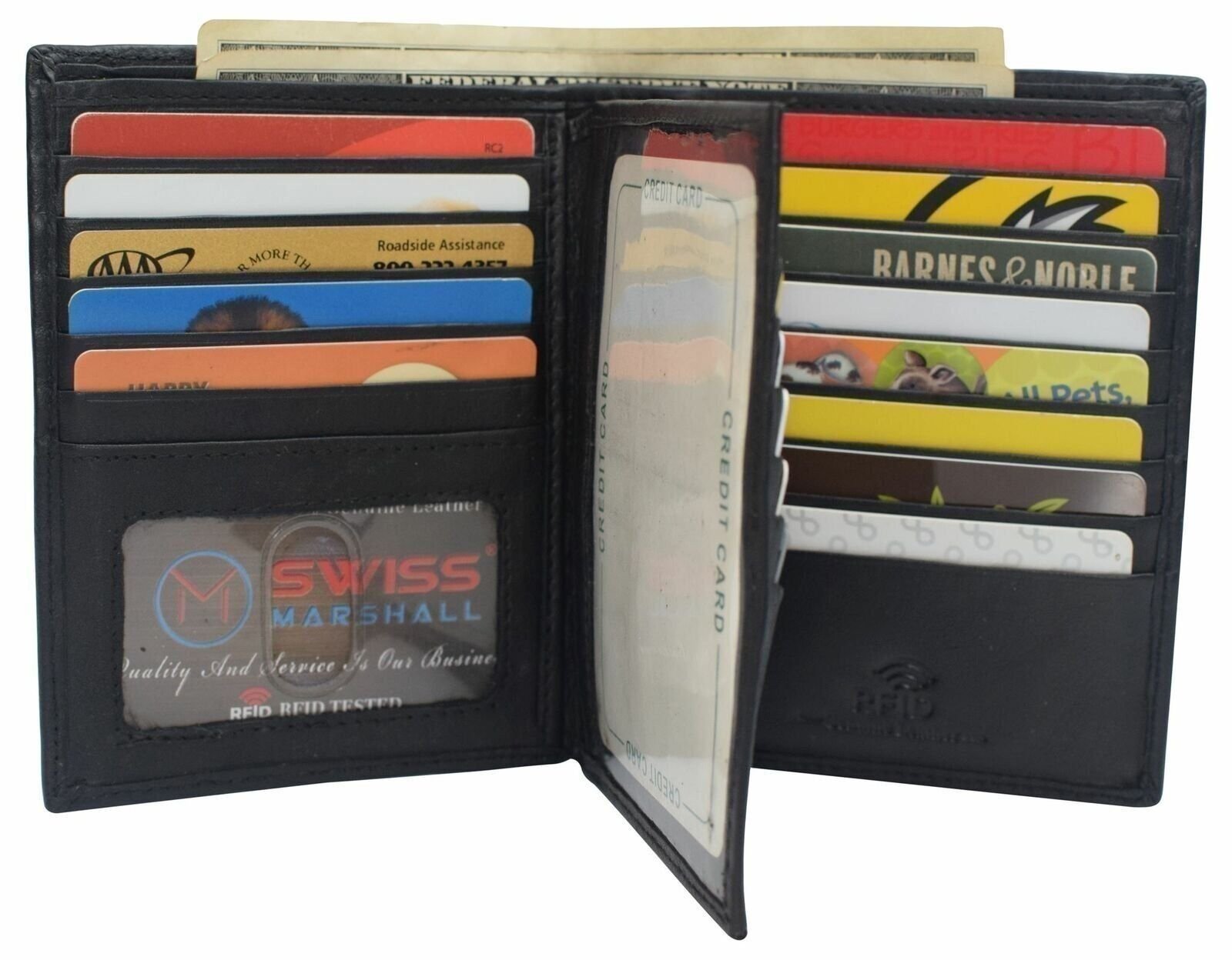 Napa Leather Hipster Bifold Wallet for Men With ID Window and RFID Blocking