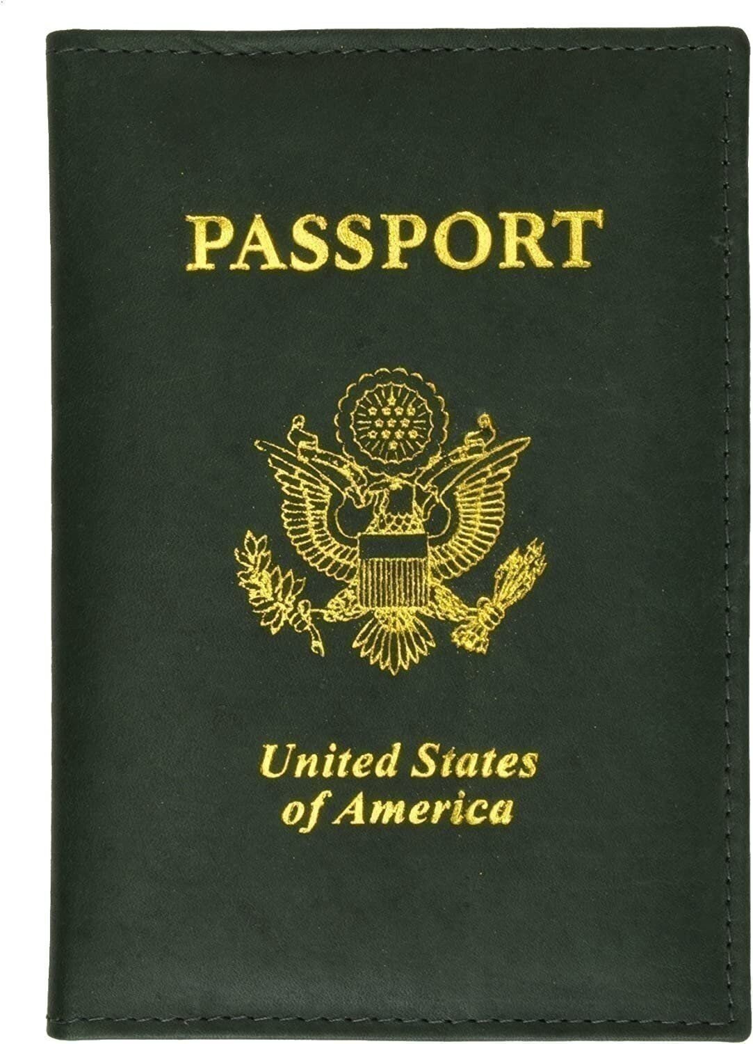 Marshal 601 USA Gold Genuine Leather Passport Cover for Travel with Credit...