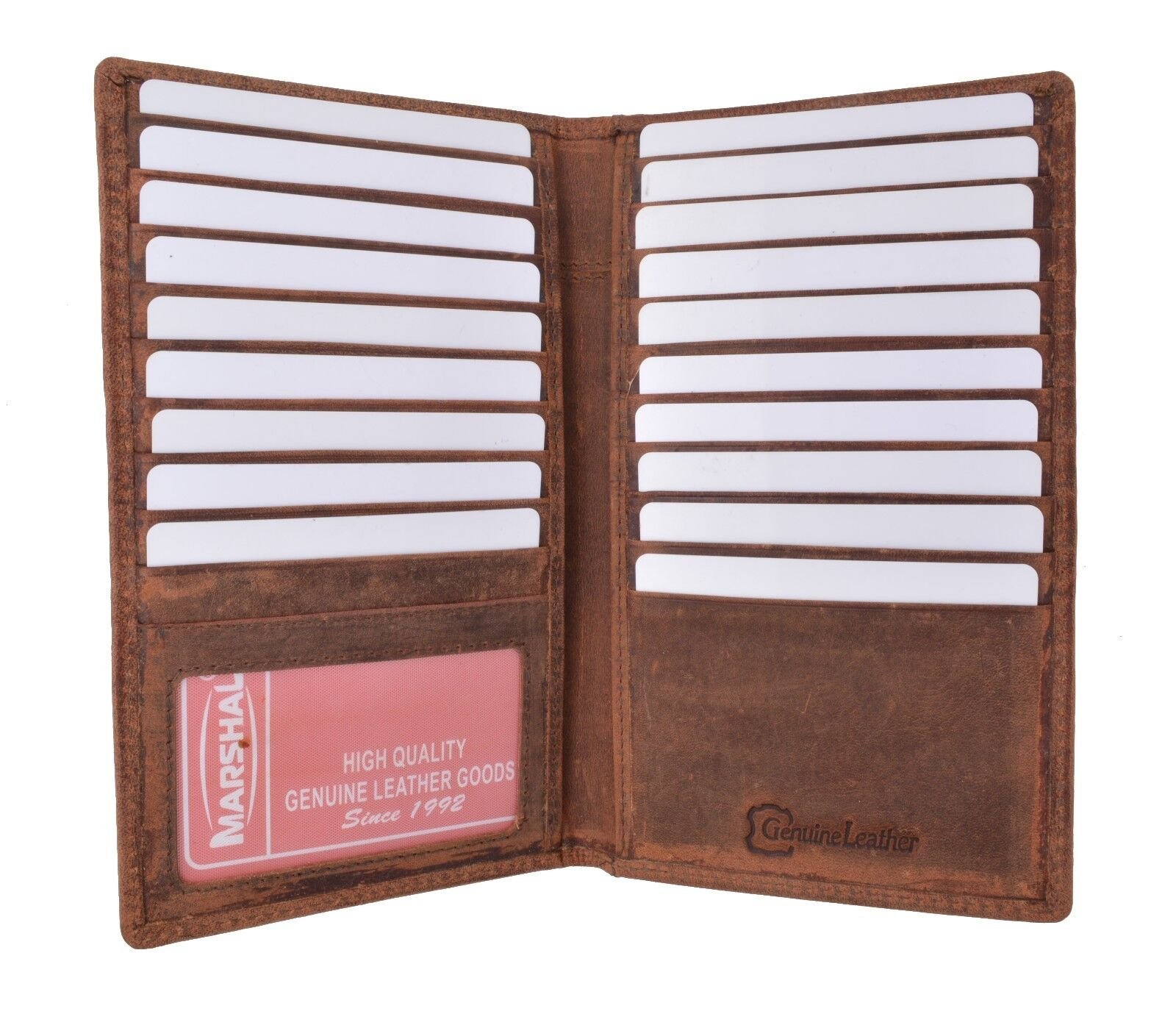 Genuine Leather Credit Card Holder Wallet 19 Card Slots + 1 ID Window - Picture 20 of 20