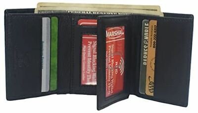 RFID Blocking Genuine Leather Wallet Extra Capacity Classic Trifold Wallet for M