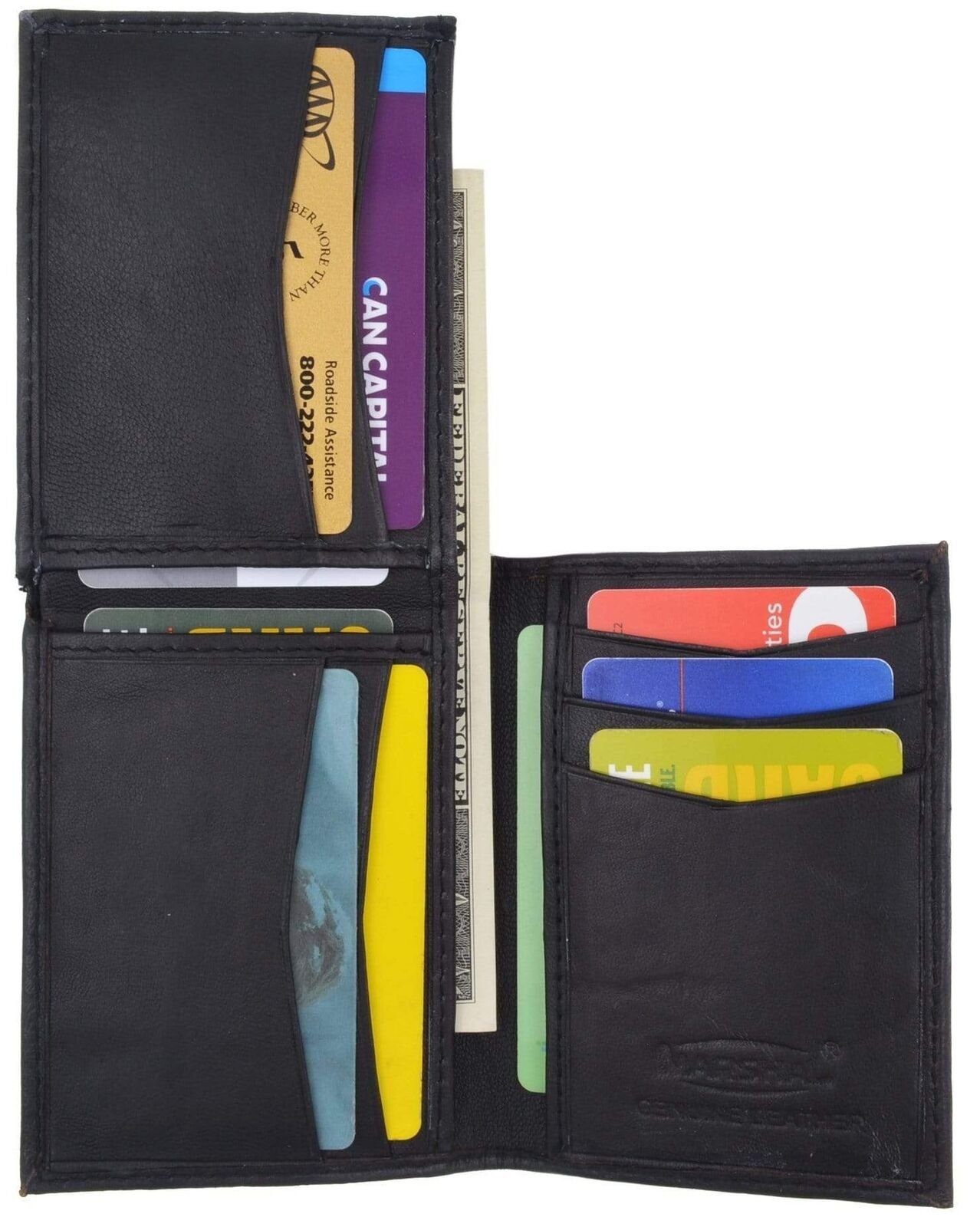 L-Shape Flap Up Lambskin Leather Wallet with ID and Credit Card 139