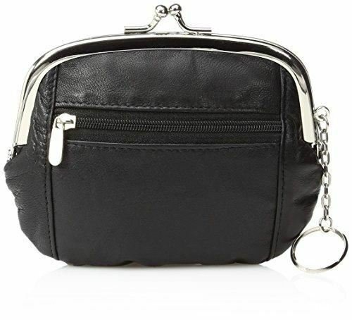 Leather Womens Wallet Metal Frame Zippered Coin Purse ID WIndow Card Case