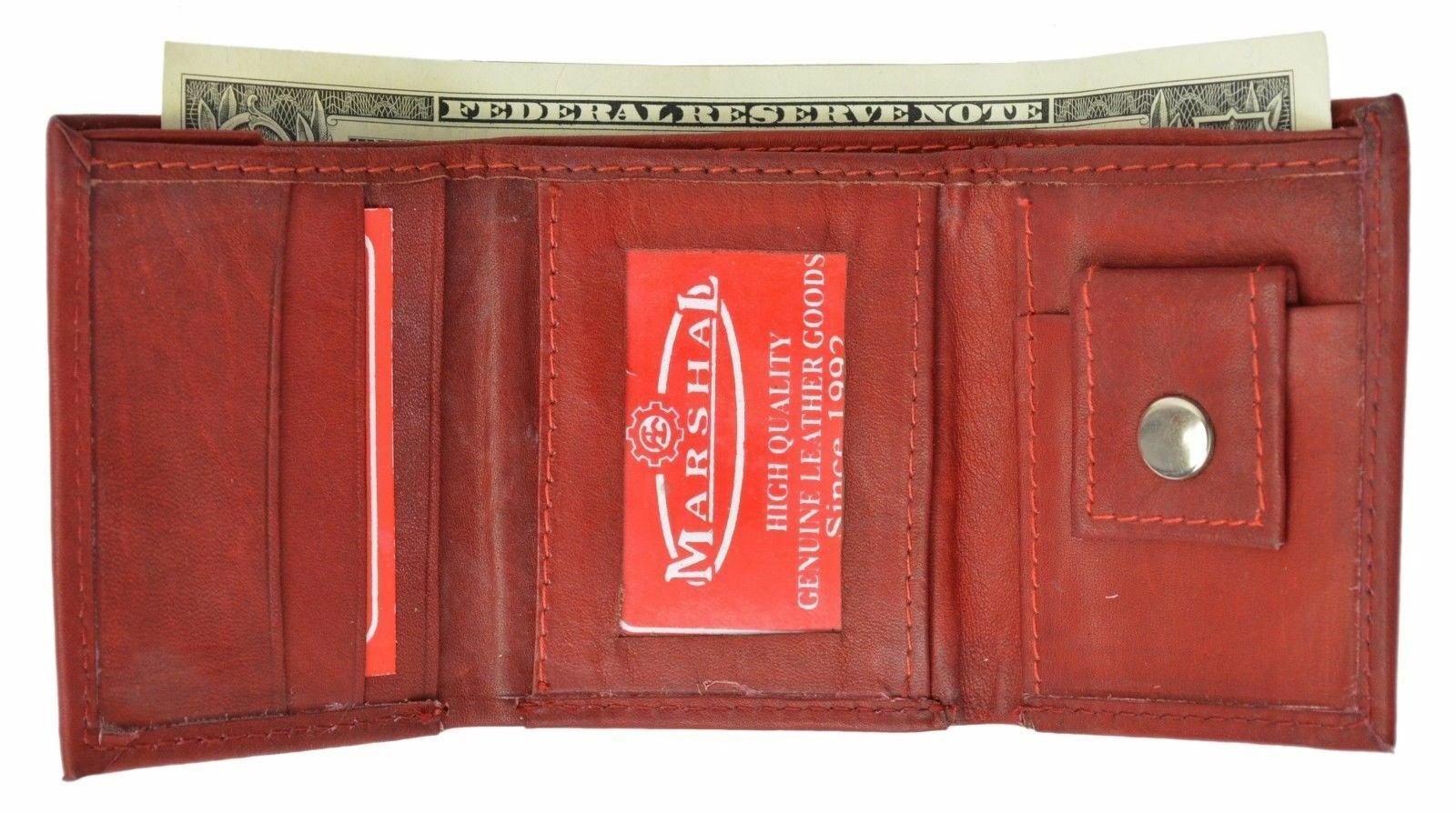 GENUINE LEATHER KIDS SMALL TRIFOLD/MONEY WALLET BY MARSHAL RED