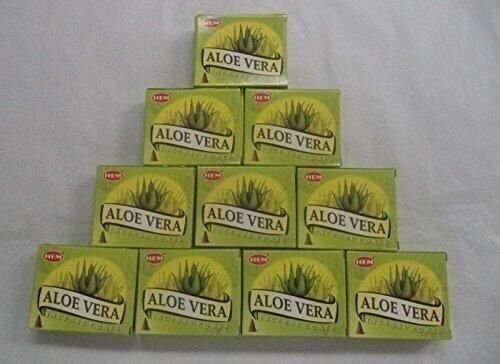 HEM Incense Cones: Aloe Vera - 10 Packs of 10 = 100 Cones