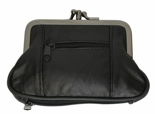 WOMEN'S COIN PURSE SIZE DOUBLE FRAME WITH 2 ZIPPER CHANGE PURSE 5" x 3 3/16" - Picture 13 of 18