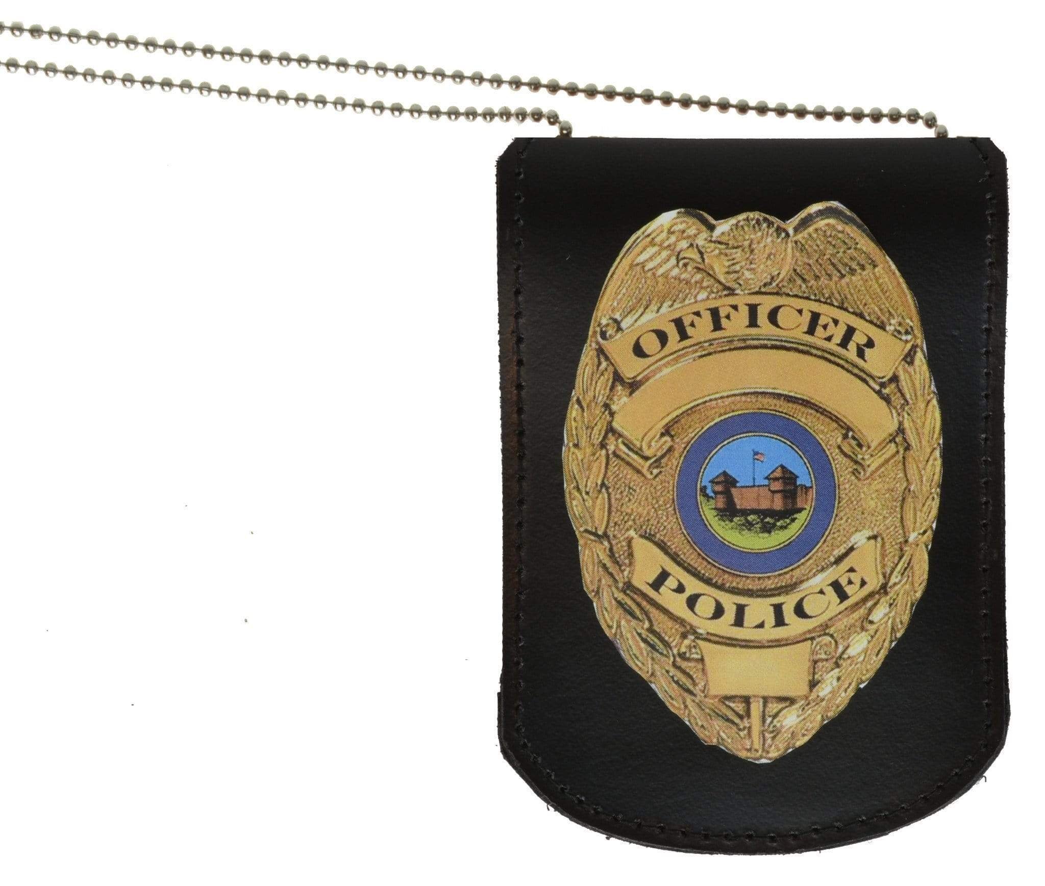 Leather ID & Badge Holder with Chain 2561 (C)