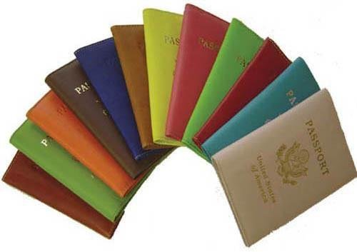 Genuine Leather Passport Cover with USA Imprint by Marshal Wallet
