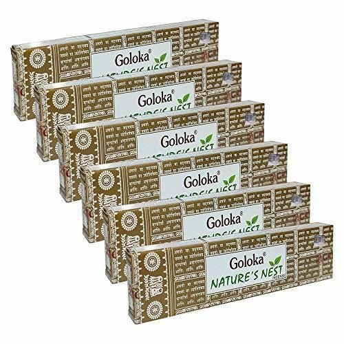 Goloka Nature Nest Agarbatti Pack of 6 Incense Sticks Boxes, 15 gms Each, Traditionally Handrolled in India Best Aeromatic Natural Fragrance Perfect for Prayer Yoga Relaxation Peace Meditation Healing