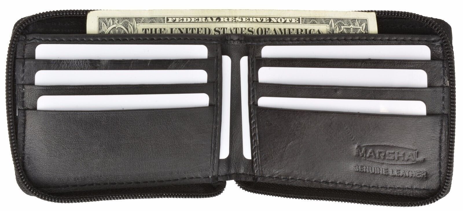 All Rounder Zipper Mens Leather Credit Card Bill Holder Bifold Wallet