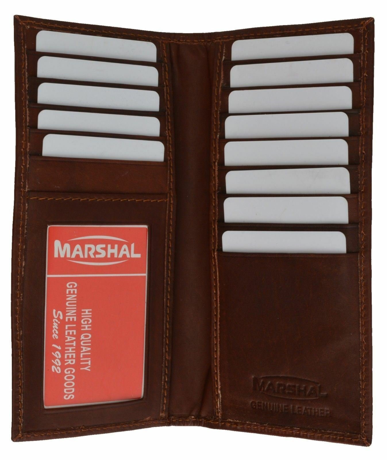 Burgundy Tall Thin Slim Credit Card Holder Genuine Leather Multiple Slots Wallet