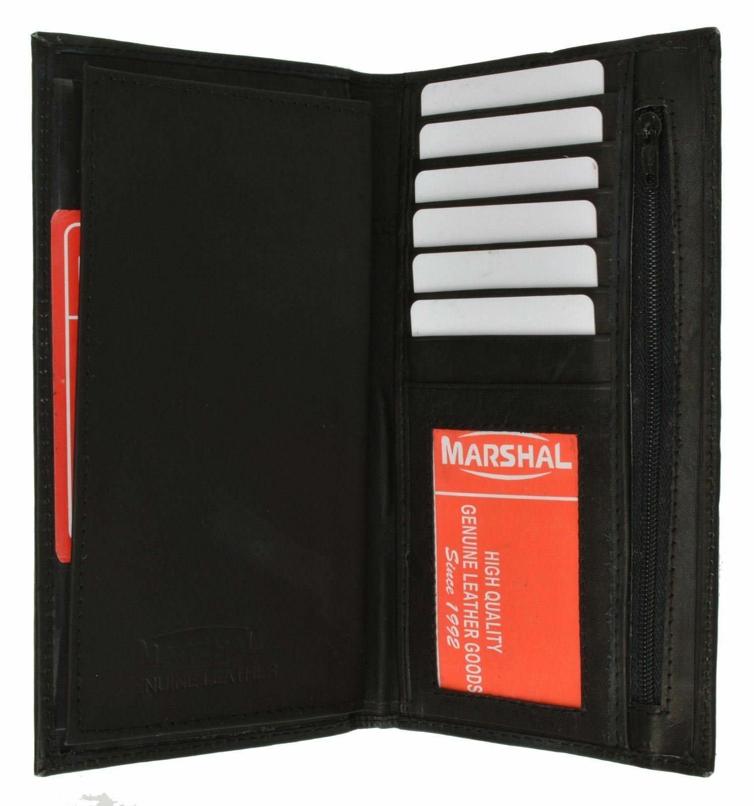 Black Genuine Leather Removable Checkbook Holder Credit Cards ID Holder Wallet