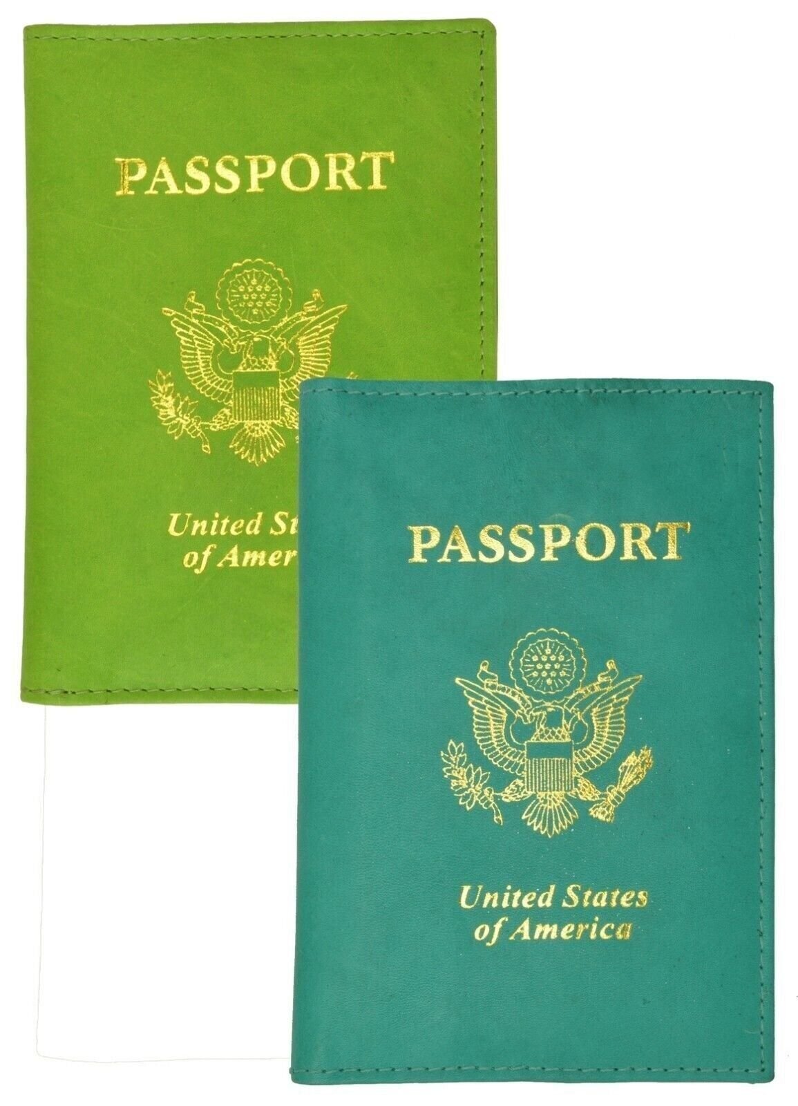 2 Passport Cover Holders Genuine Leather ID Wallet Case Travel Lime and Teal 2 Passport Cover Holders Genuine Leather ID Wallet Case Travel Lime and Teal