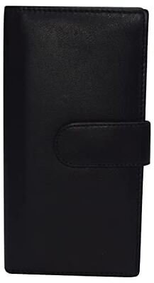 Echtleder Scheckheft Abdeckung RFID Geldbörsen für Frauen Doppelscheck mit Druckknopf Cl - Bild 3 von 7