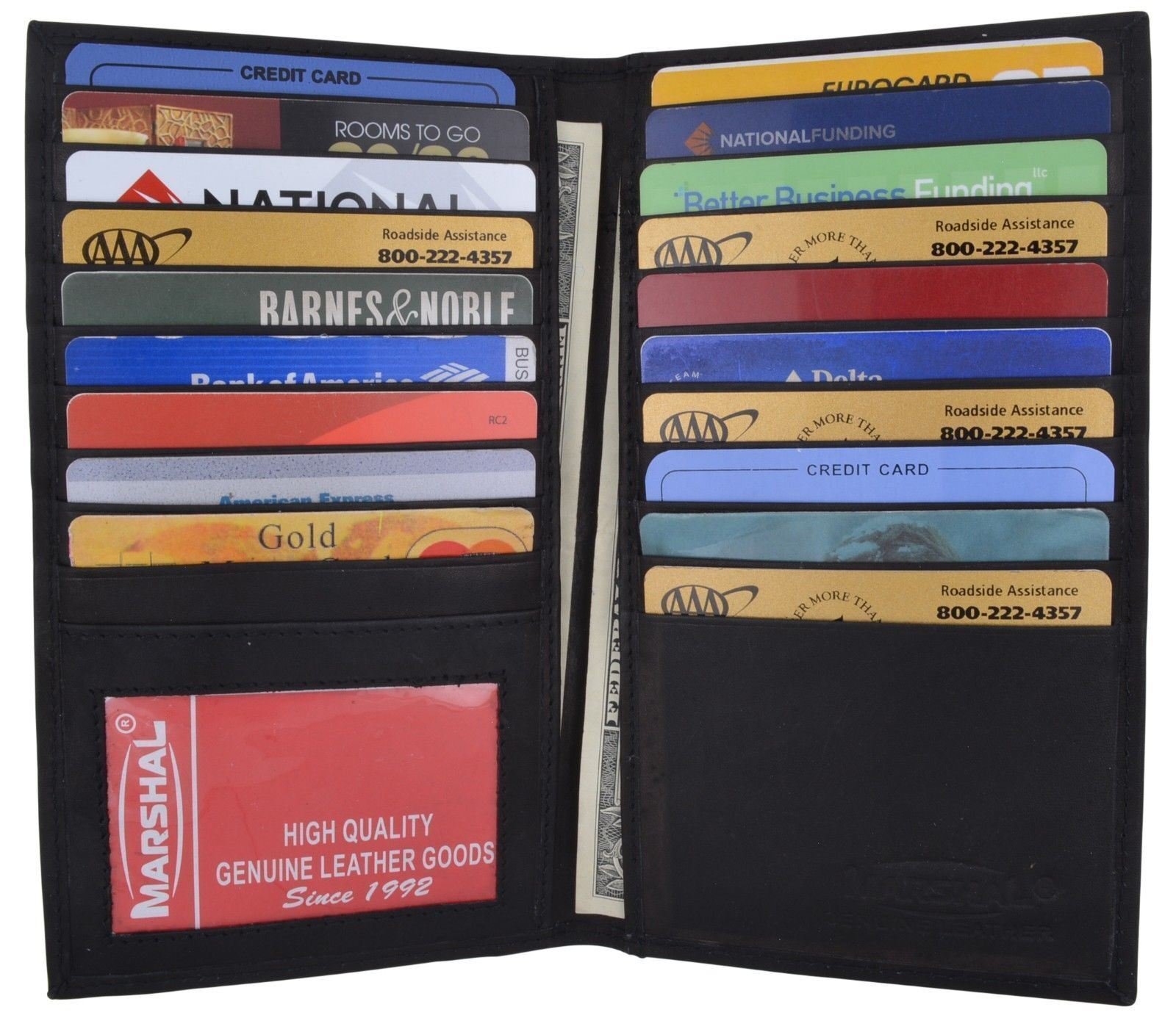 Genuine Leather Credit Card Holder Wallet 19 Card Slots + 1 ID Window - Picture 15 of 20