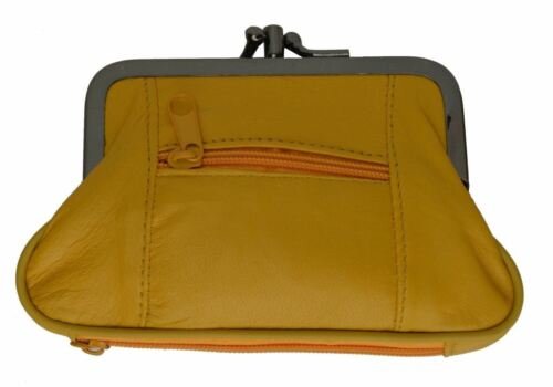 WOMEN'S COIN PURSE SIZE DOUBLE FRAME WITH 2 ZIPPER CHANGE PURSE 5" x 3 3/16" - Picture 18 of 18