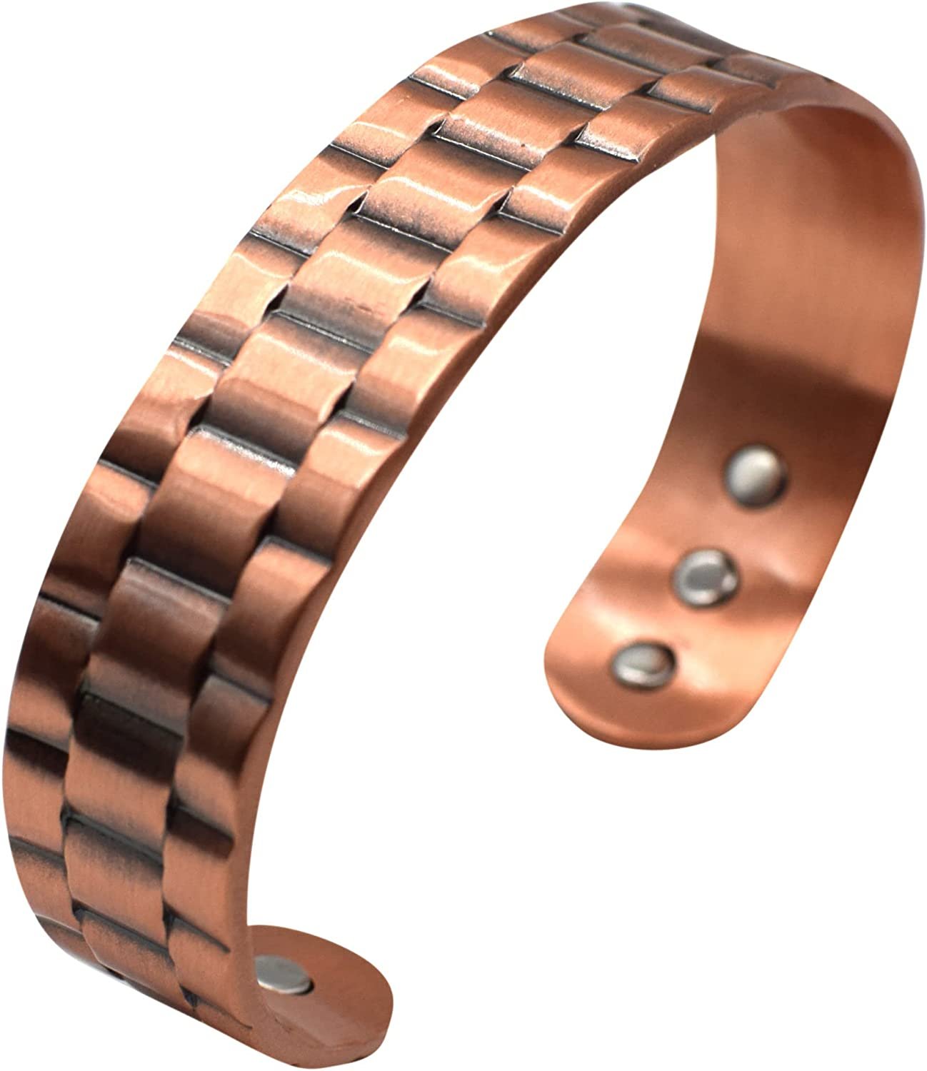 Mens Copper Bracelet Pure Copper Magnetic Bangle with 6pcs 3500 Gauss Magnets Adjustable Bracelets Jewelry Gift