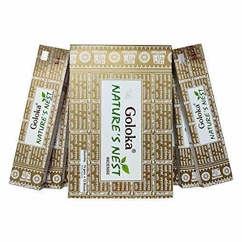 GOLOKA Nature Nest Agarbatti Pack of 12 Incense Sticks Boxes, 15 GMS Each, Traditionally Handrolled in India Best Aeromatic Natural Fragrance Great for Prayer Yoga Relaxation Peace Meditation Healing