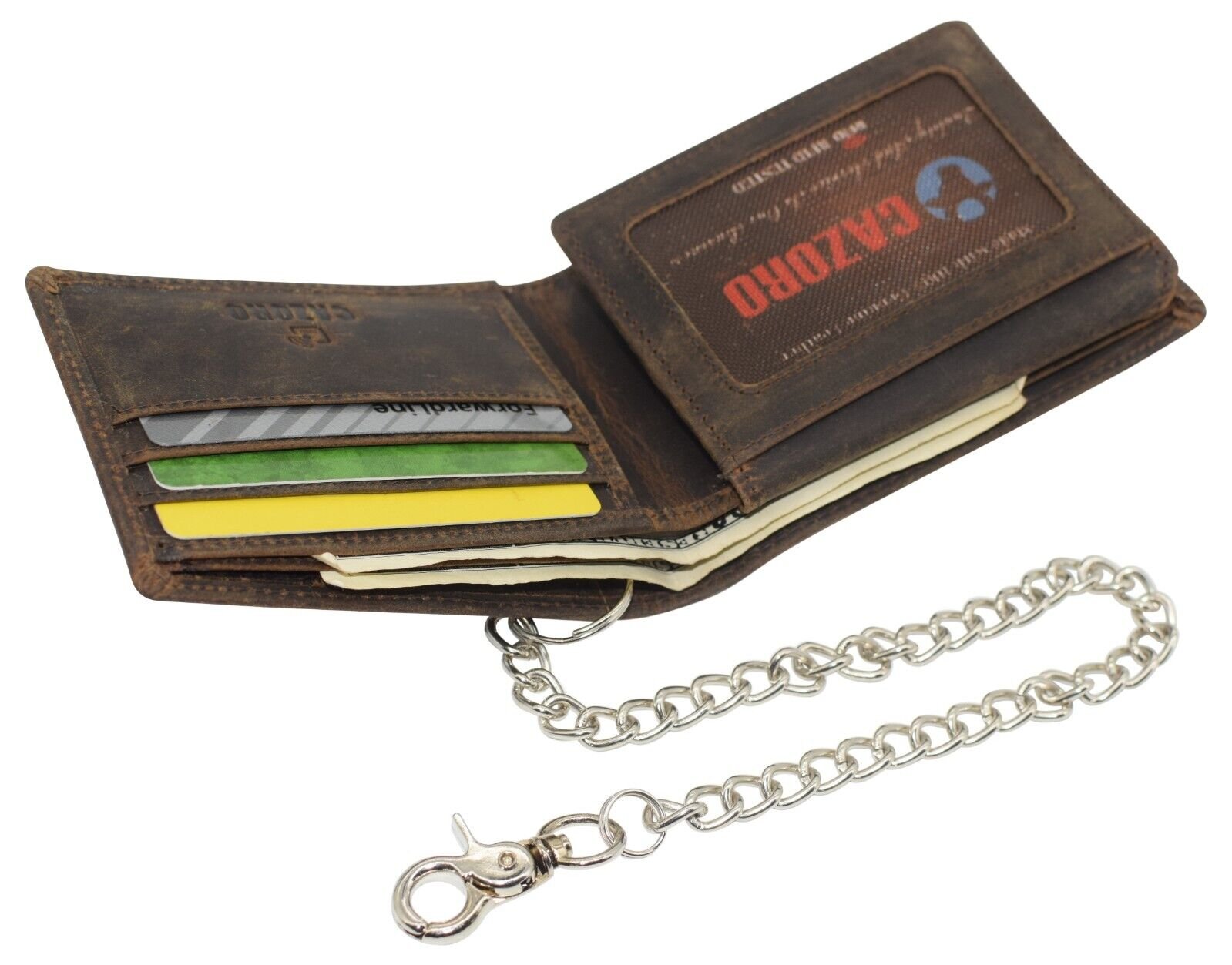 Chain Wallets for Men RFID Blocking Vintage Leather Bifold Wallet