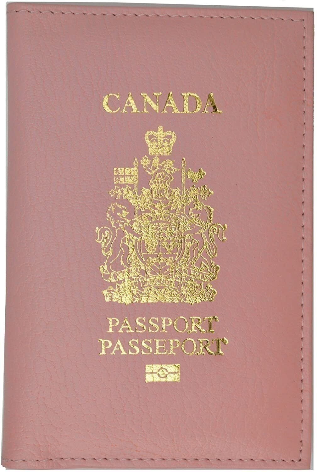 Canada Passport Wallet Genuine Leather Passport holder with Emblem (Blue)