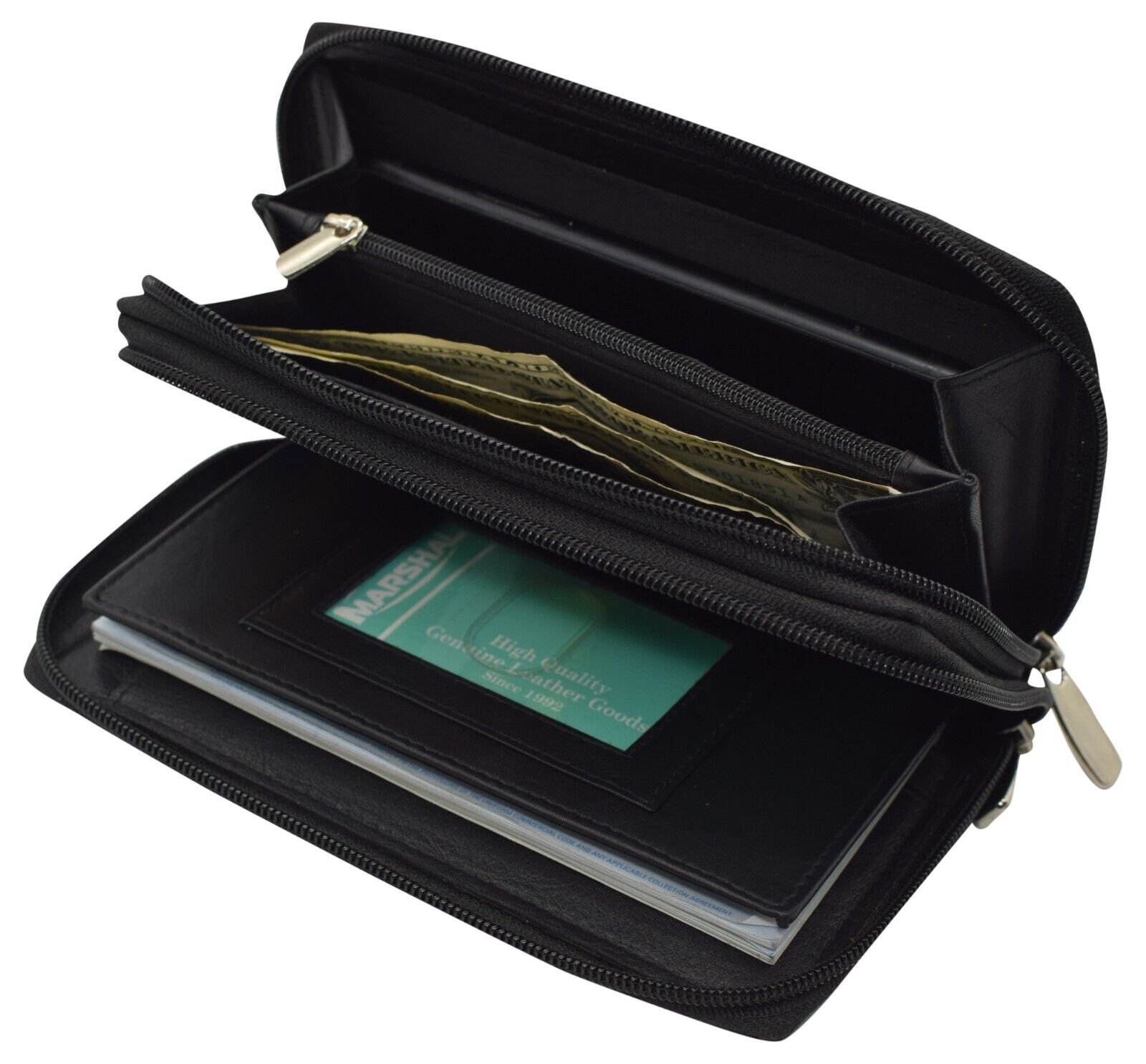 CAZORO Women's RFID Vintage Genuine Leather Wristlet Wallet Double Zipper  Organizer Large Phone Pocket Wallets for Women