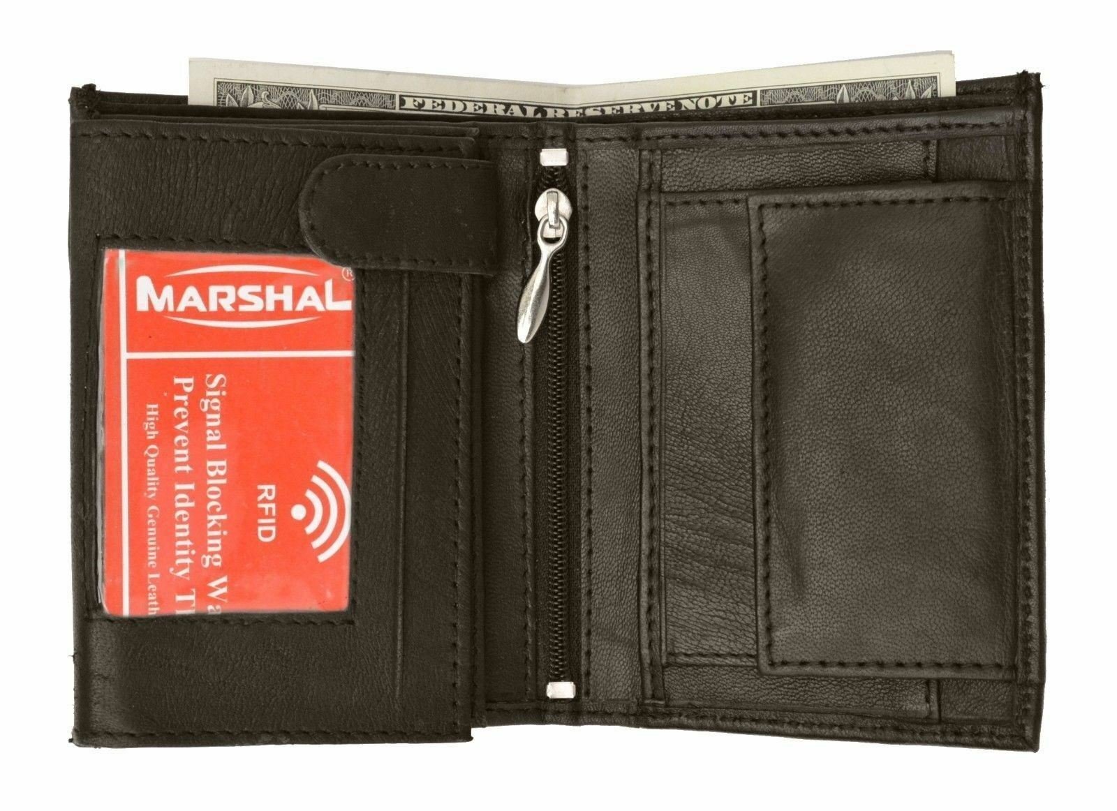RFID Blocking Premium Leather European Style Bifold Trifold Wallet W/ ID Window - Picture 10 of 19