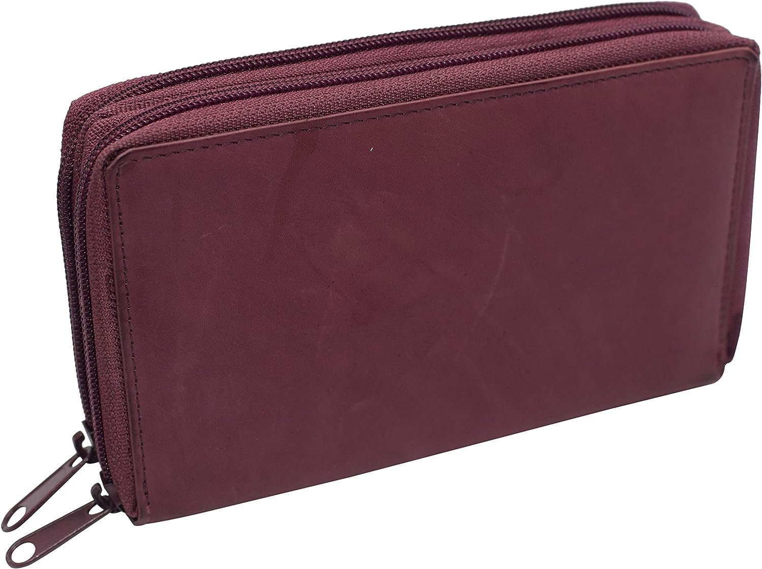 CAZORO RFID Blocking Genuine Leather Zip Around Large Wallet for Women Credit... - Picture 23 of 25
