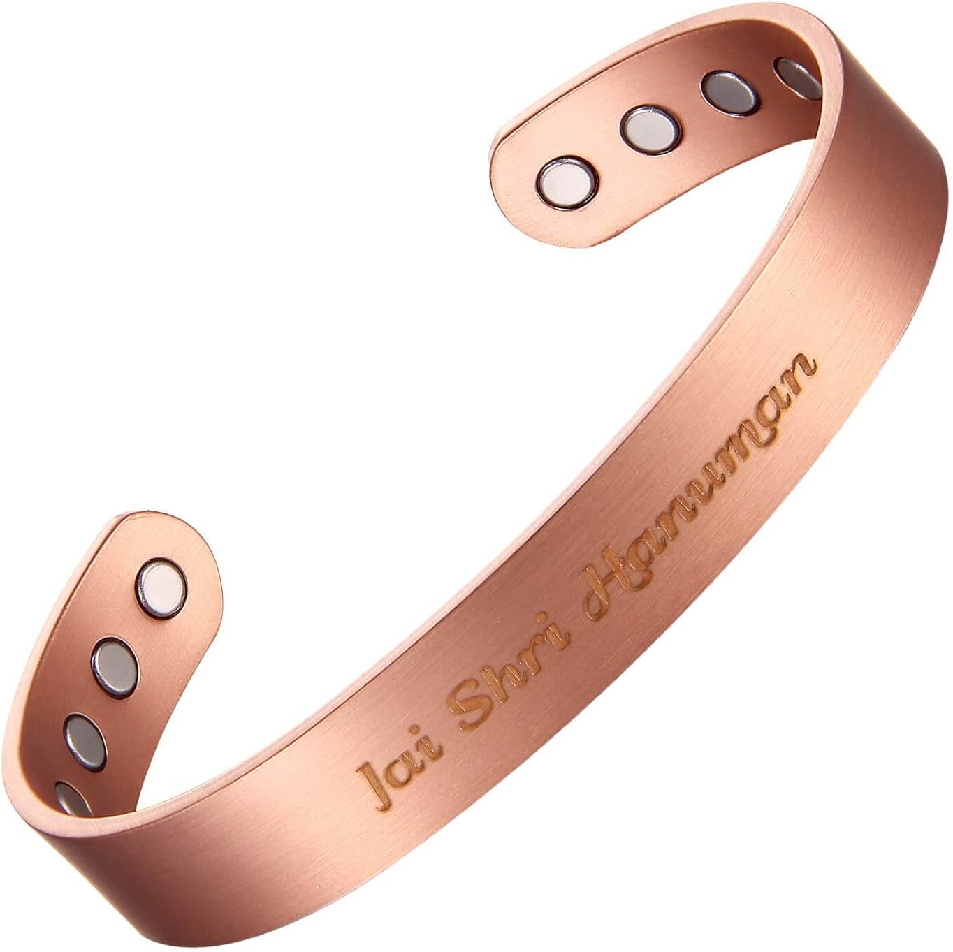 Jai Shree Hanuman Pure Copper Bracelet 8pcs Magnets for Men & Women Gift Bag (12.5mm)