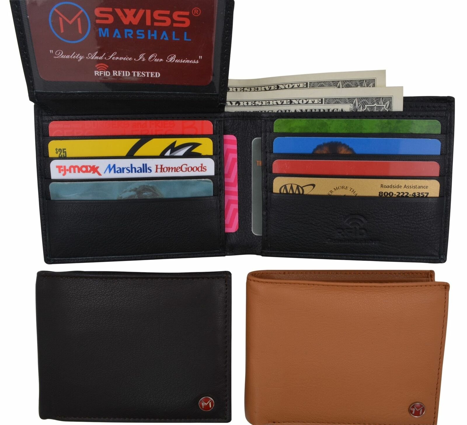 Men's Slim Bifold RFID Security Blocking Premium Leather Credit Card ID Wallet