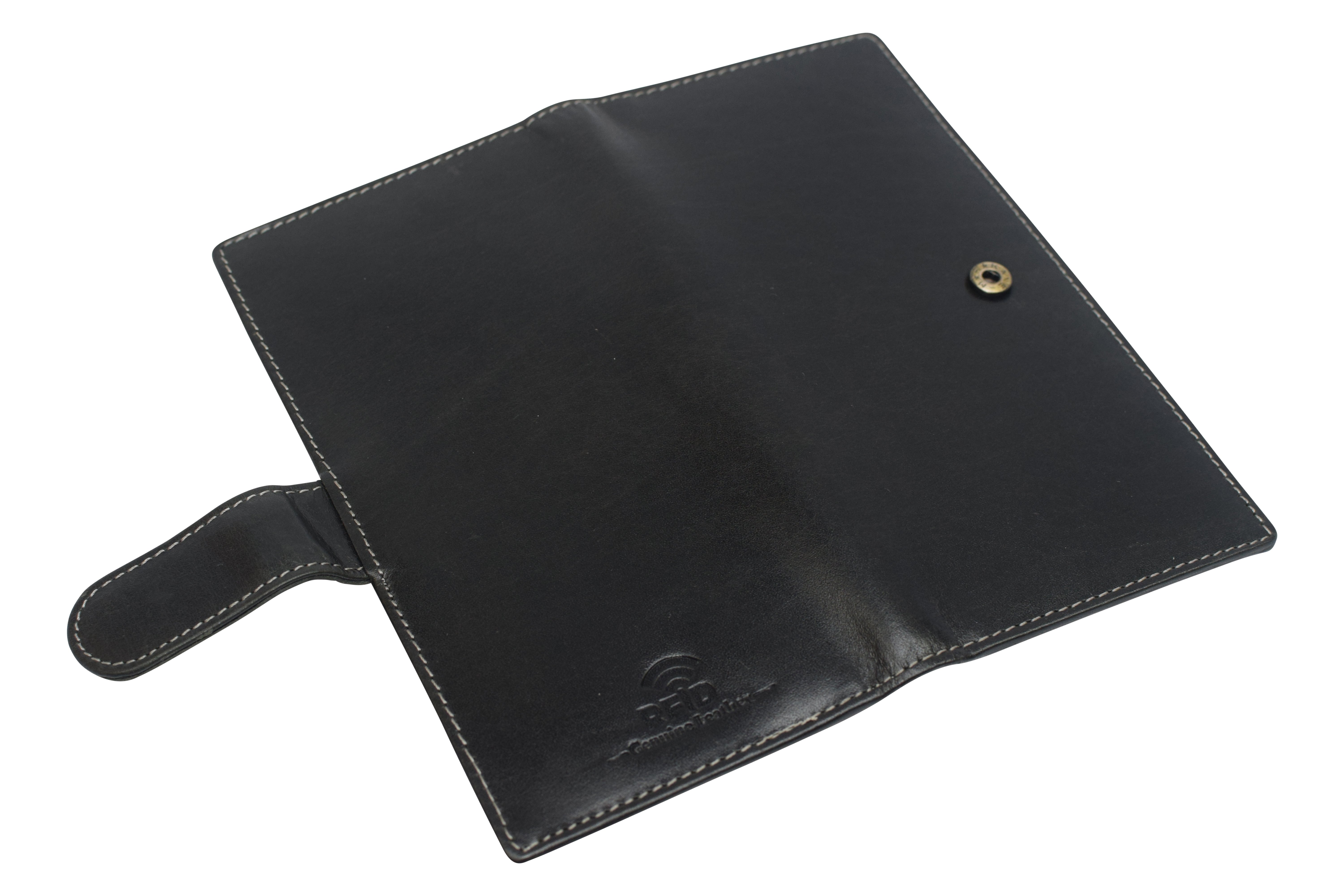 Genuine Buffalo Leather RFID Blocking Checkbook Cover Holder with Snap  Closure
