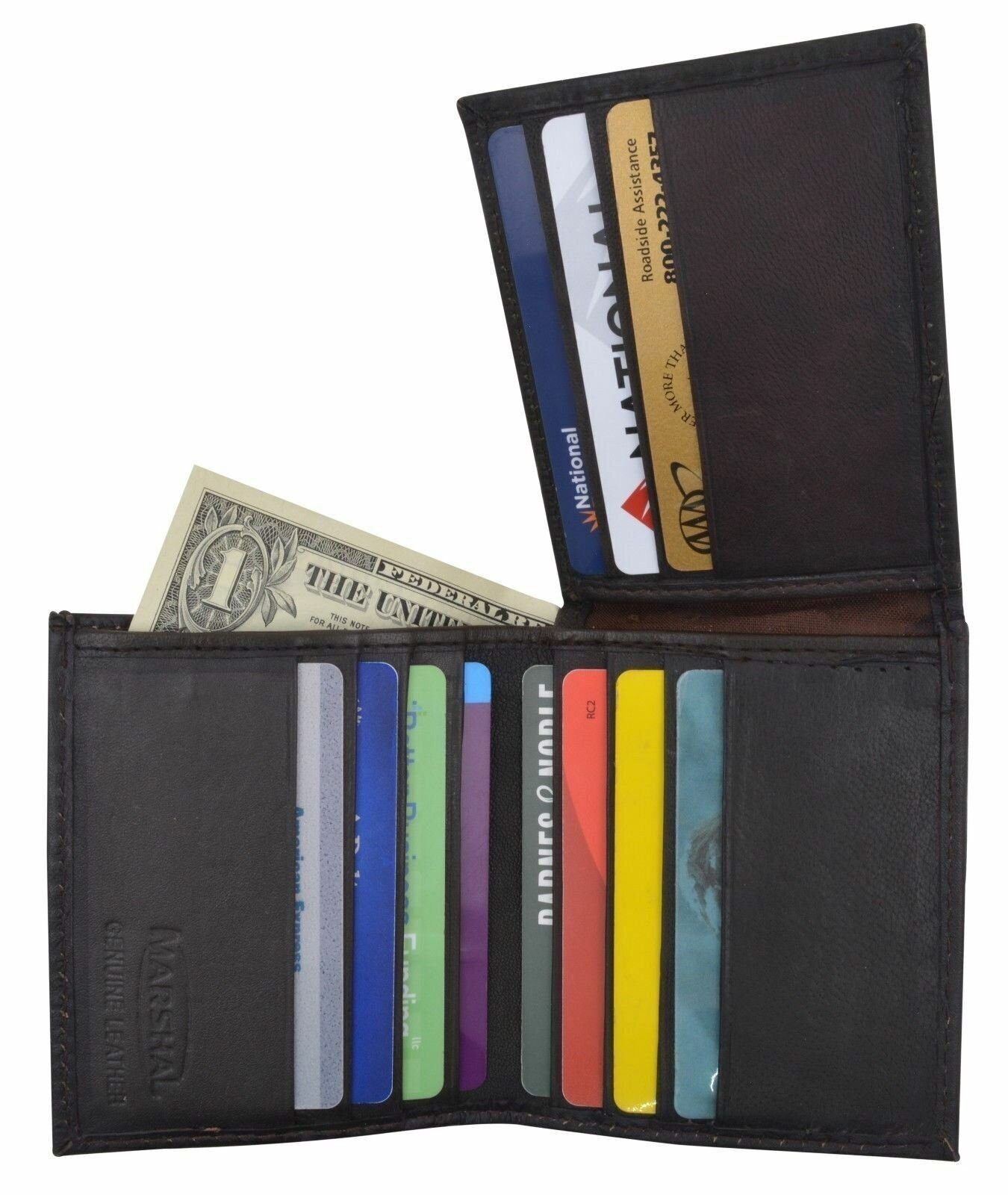 Brown Men's Genuine Leather Bifold Credit Card ID Holder L Shape Wallet New
