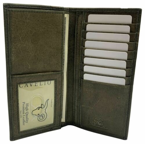 Genuine Leather Long Bifold Checkbook Cover Wallet Multi Card Pocket Holder USA - Picture 10 of 10