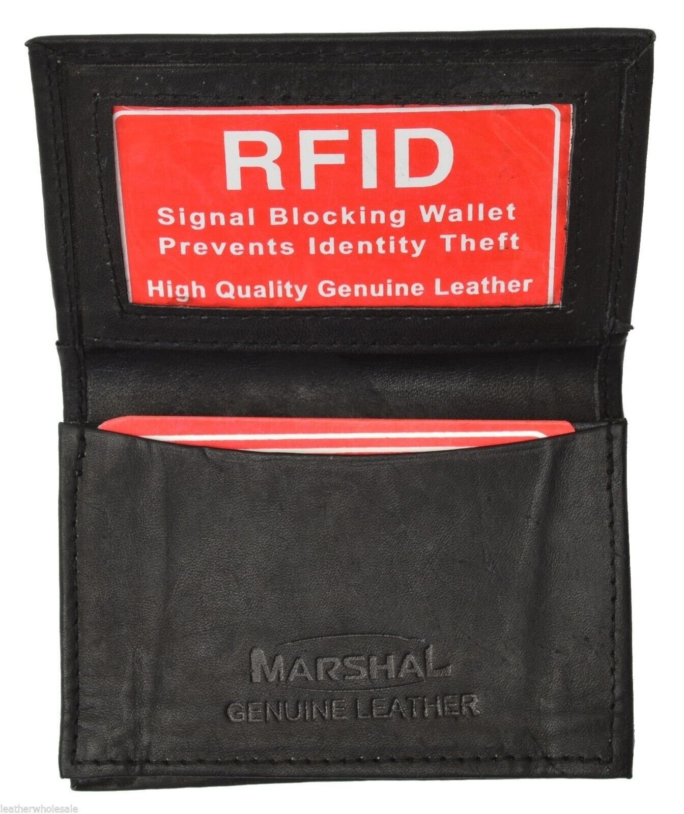 Black RFID Security Leather Expandable Credit Card ID Business Holder Wallet