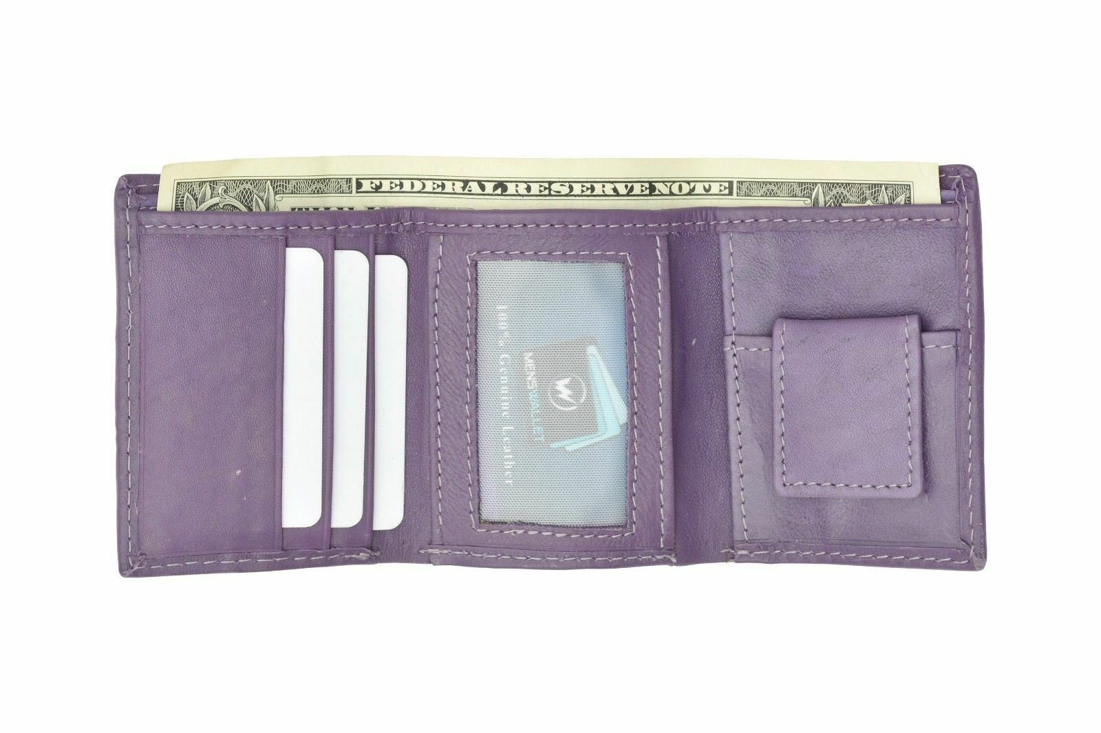 GENUINE LEATHER KIDS SMALL TRIFOLD/MONEY WALLET BY MARSHAL PURPLE
