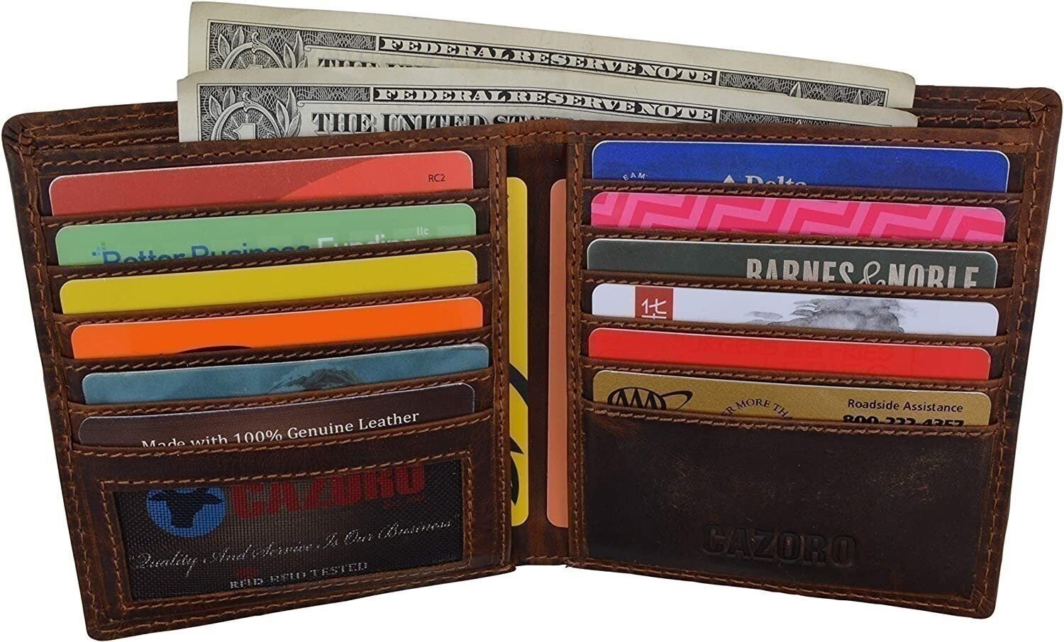 RFID Blocking Men's Slim Hipster Bifold Vintage Leather Euro Wallet by Cazoro