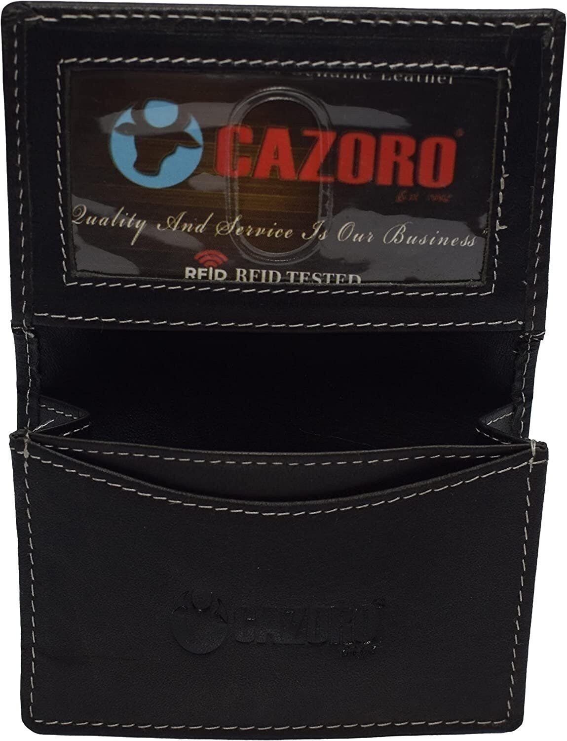 RFID Blocking Buffalo Leather Business Card Case Holder for Men & Women