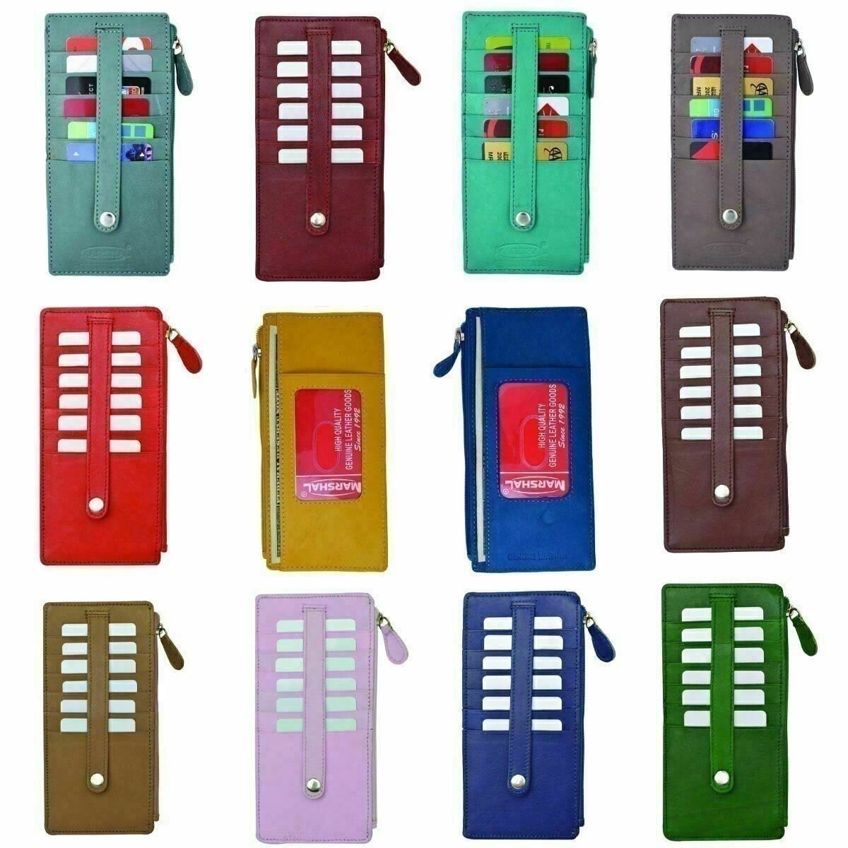 Wholesale Leather Thin Vertical Stacker Card Case Wallet with ID Window Multiple