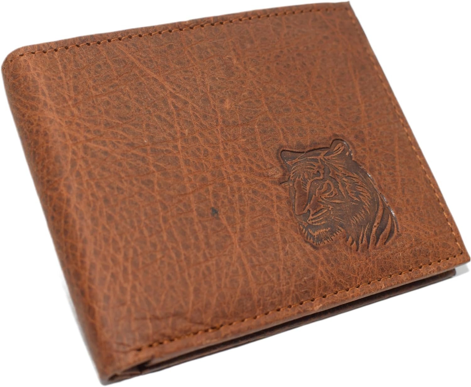 Men's RFID Blocking Tiger Genuine Leather Bifold Trifold Wallet Gift for Men...
