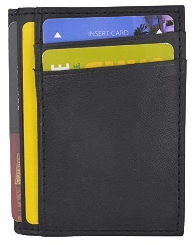 RFID Blocking Mini Wallet Genuine Leather Slim Front Pocket Wallet CC Holder