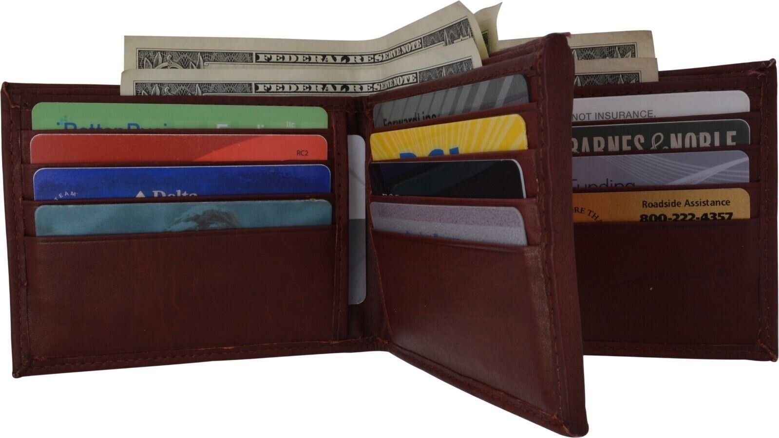 Bifold Mens RFID Blocking Burgundy Multi Space Credit Card ID Leather Wallet