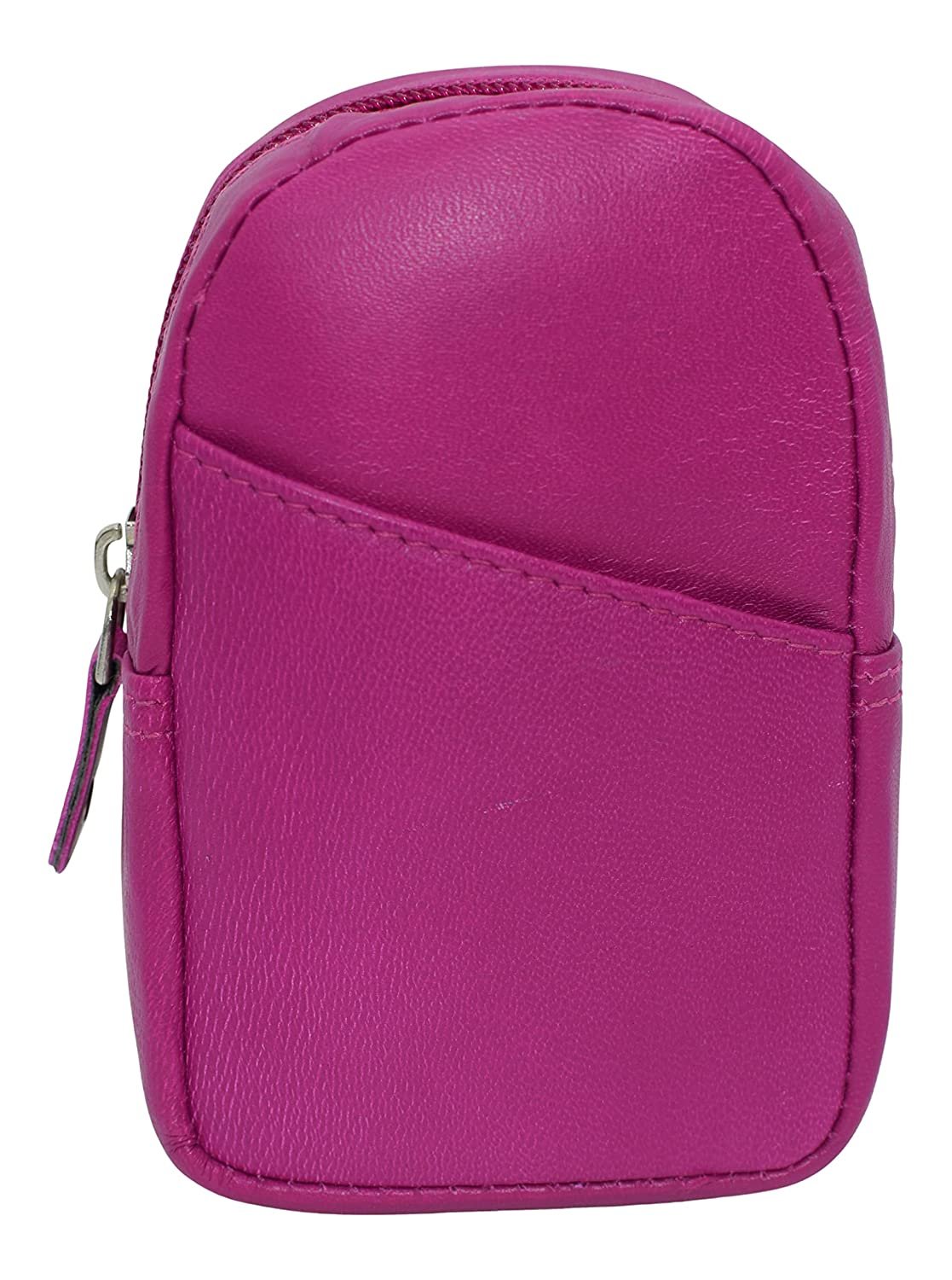 Genuine Leather Zipper Around Cigarette Case Holder and Lighter Pouch for Men & Women 100's (Hot Pink)