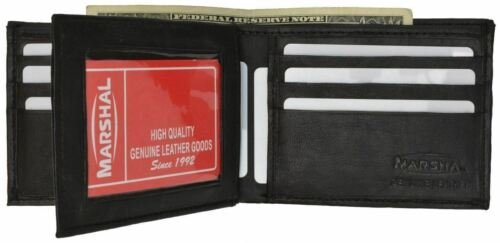Genuine Leather Bifold Center Flap Lambskin Wallet with ID and Credit Card