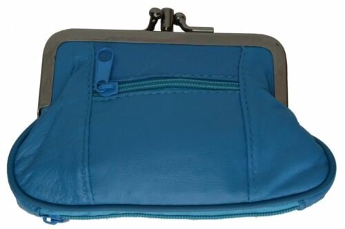 WOMEN'S COIN PURSE SIZE DOUBLE FRAME WITH 2 ZIPPER CHANGE PURSE 5" x 3 3/16" - Picture 14 of 18