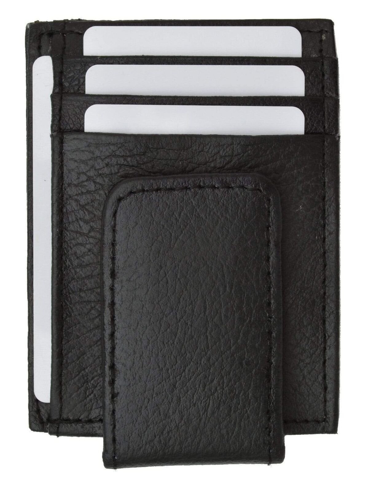 Genuine Leather Money Clip front pocket wallet with magnet clip and card ID...