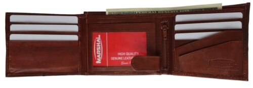 Billetera plegable de cuero Marshal para hombre hebilla segura con cremallera billetera para tarjeta de identificación - Imagen 9 de 9