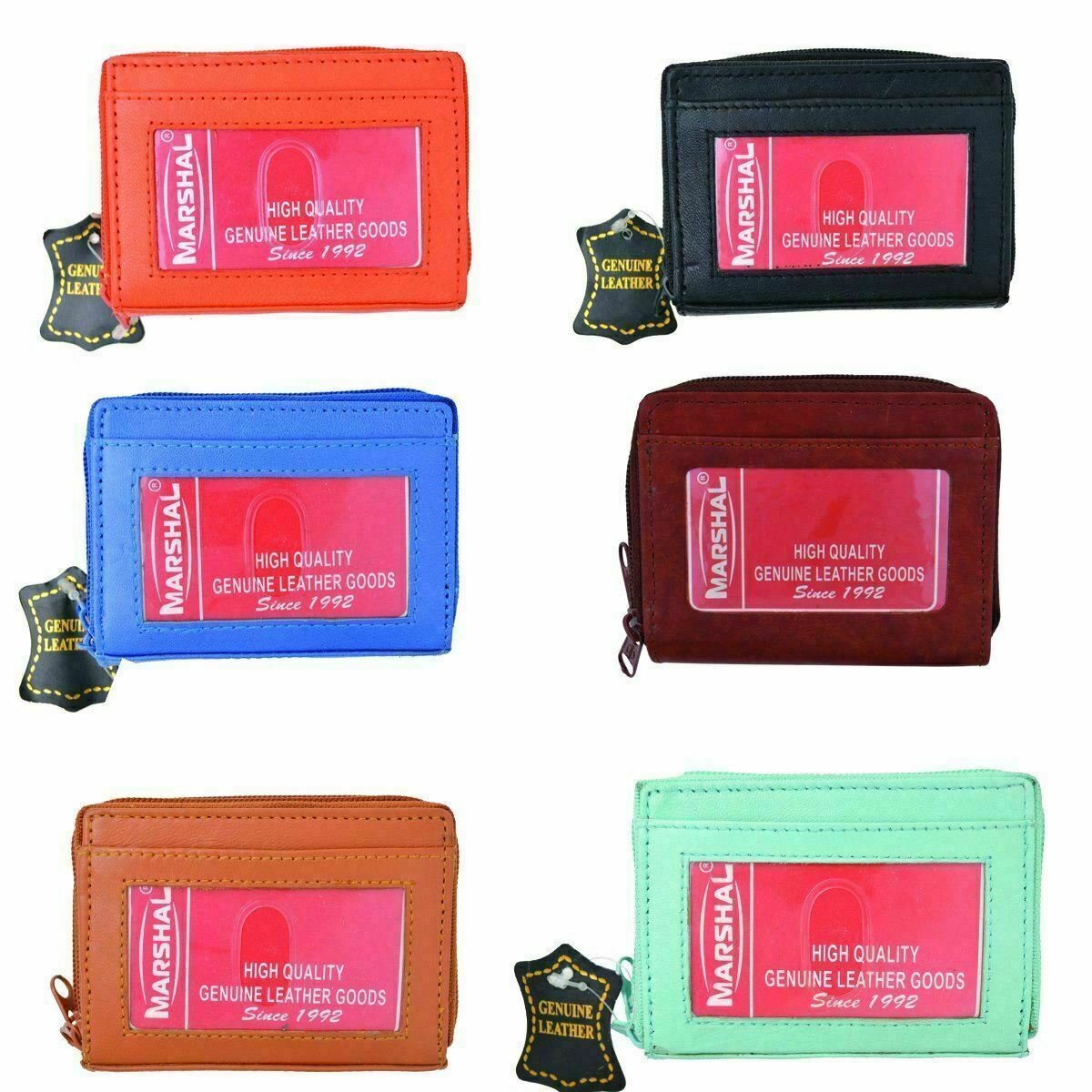 Marshal Wholesale Leather Palm Size Accordion Style Credit Card ID Wallet Assorted Colors