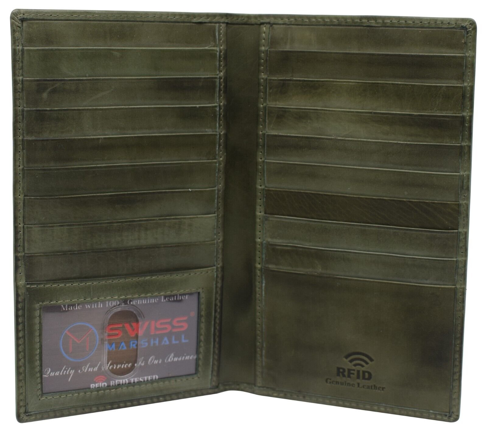 Bifold RFID Blocking Premium Leather Credit Card ID Holder Long Wallet - Picture 6 of 9