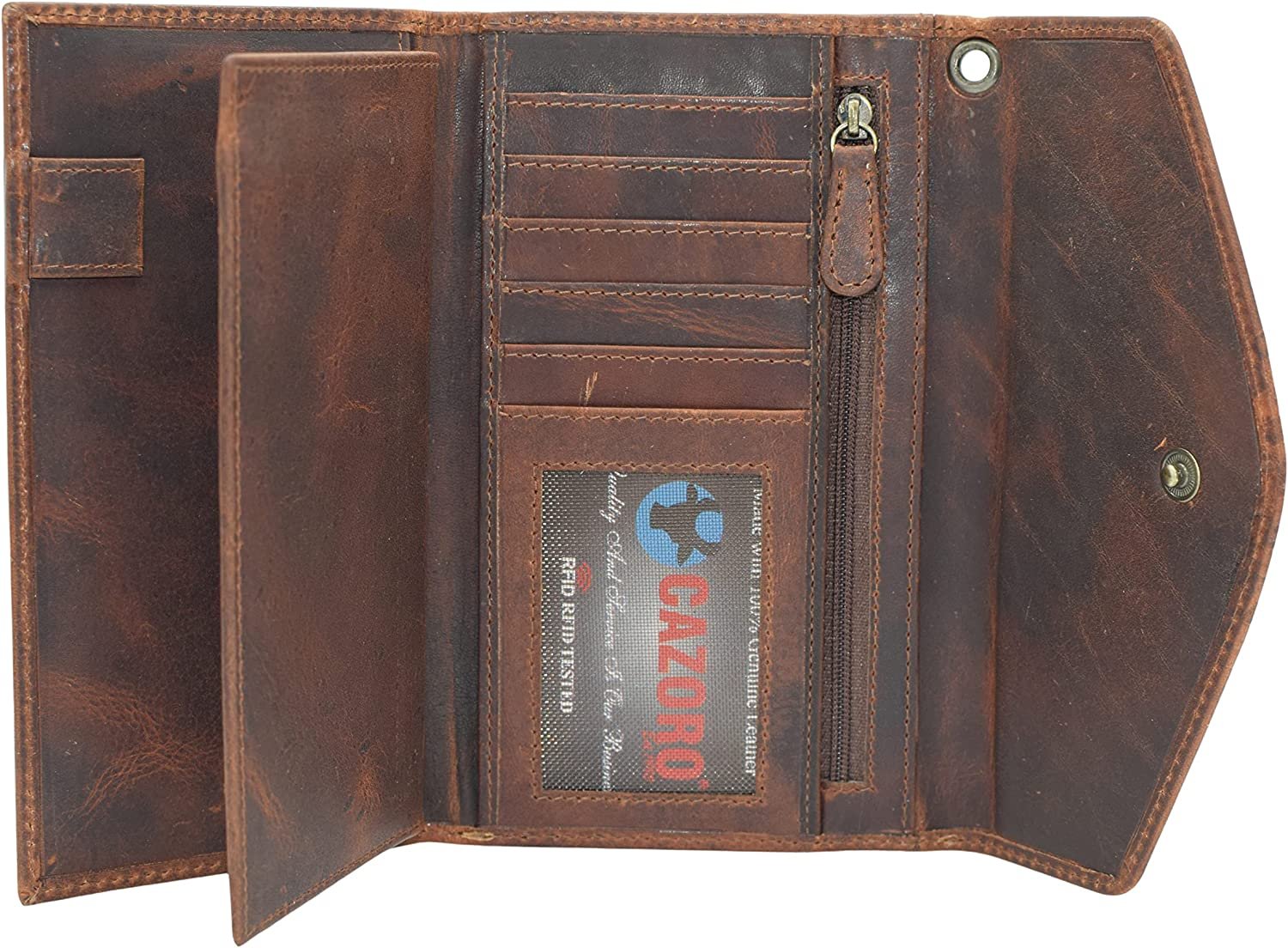 RFID Blocking Vintage Leather Women's Slim Flap Checkbook Wallet Clutch Organizer for Women (Burgundy)