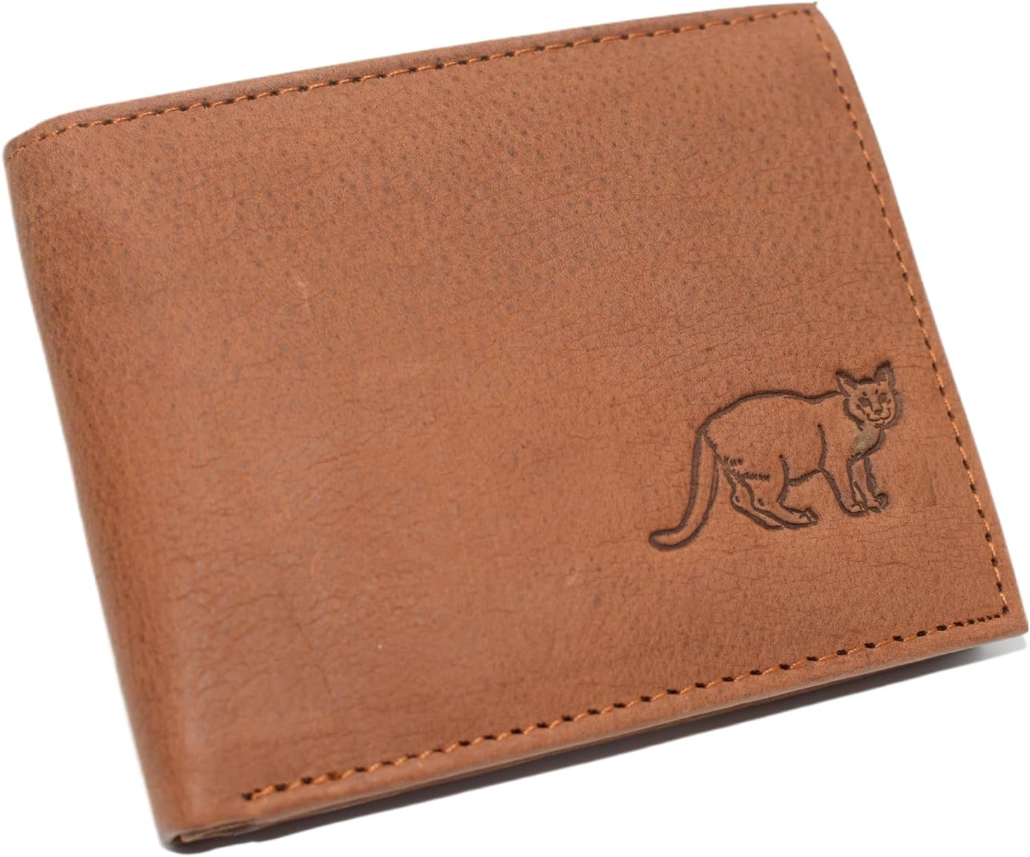 Marshal Cat RFID Blocking Real Leather Bifold Trifold Kitty Cat Wallet for...