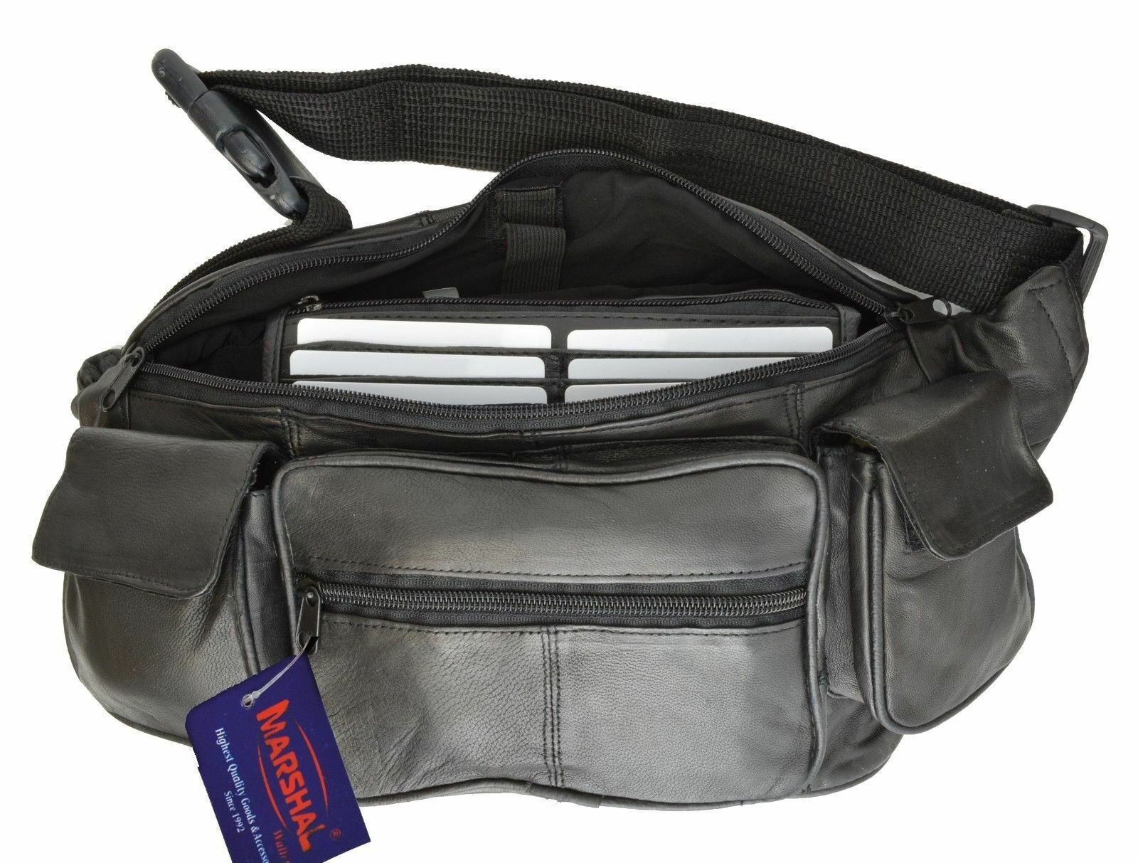Leather Fanny Pack Belt Waist Pouch Hip Travel Purse Large Mens Womens Black New